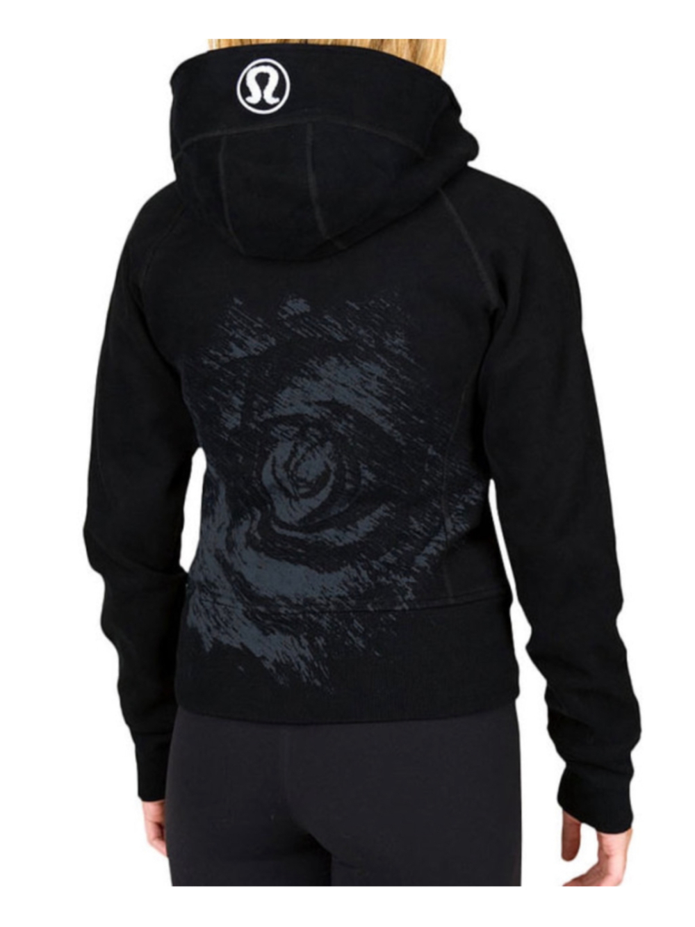 Lululemon Full Zip Scuba Hoodie Size 8 Black Rose Sweatshirt Vintage